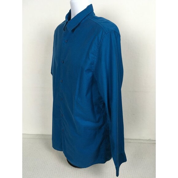 Inc Mens Shirt Size XL Blue w Tiny White Dots Button Up Long Sleeves No Pockets - Picture 5 of 13